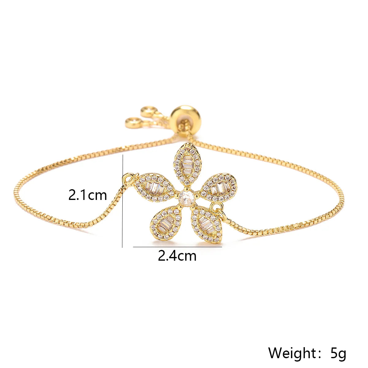 Elegant Simple Style Heart Shape Flower Copper Plating Inlay Zircon 18k Gold Plated Bracelets