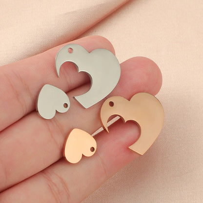 1 Piece Titanium Steel None 18K Gold Plated Heart Shape