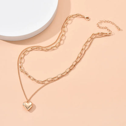 Elegant Simple Style Heart Shape Iron Layered Women's Layered Necklaces