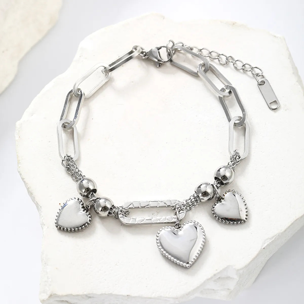 Elegant Simple Style Heart Shape Solid Color Stainless Steel Plating 14k Gold Plated Bracelets