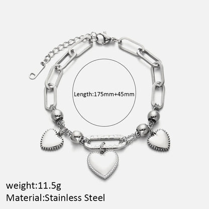 Elegant Simple Style Heart Shape Solid Color Stainless Steel Plating 14k Gold Plated Bracelets