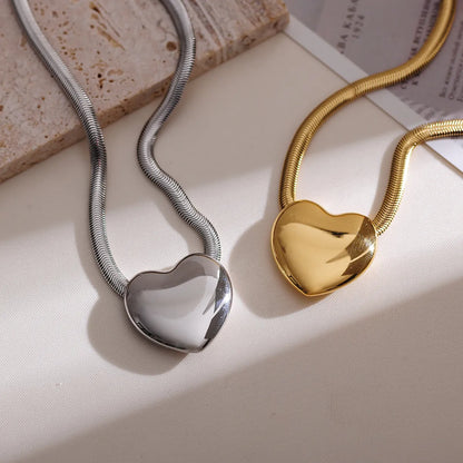 Elegant Simple Style Heart Shape Stainless Steel Plating 18k Gold Plated Earrings Necklace