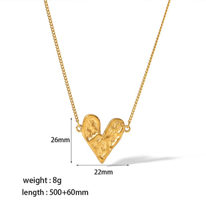 Wholesale Elegant Simple Style Heart Shape Stainless Steel Plating 18k Gold Plated Rings Necklace