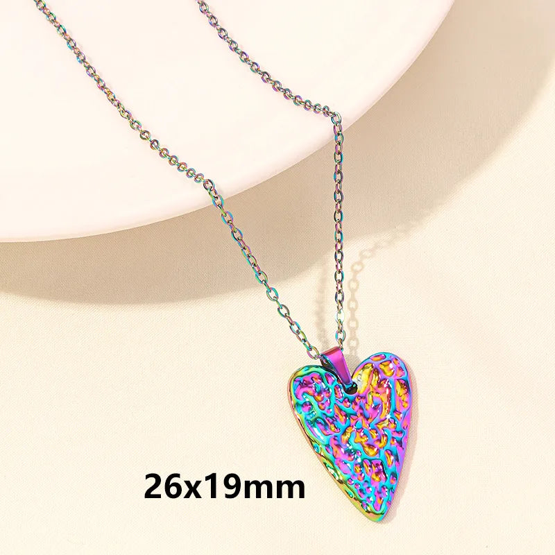 Wholesale Jewelry Elegant Simple Style Heart Shape 304 Stainless Steel 18K Gold Plated Plating Hollow Out Pendant Necklace