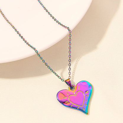 Wholesale Jewelry Elegant Simple Style Heart Shape 304 Stainless Steel 18K Gold Plated Plating Hollow Out Pendant Necklace