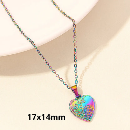 Wholesale Jewelry Elegant Simple Style Heart Shape 304 Stainless Steel 18K Gold Plated Plating Hollow Out Pendant Necklace