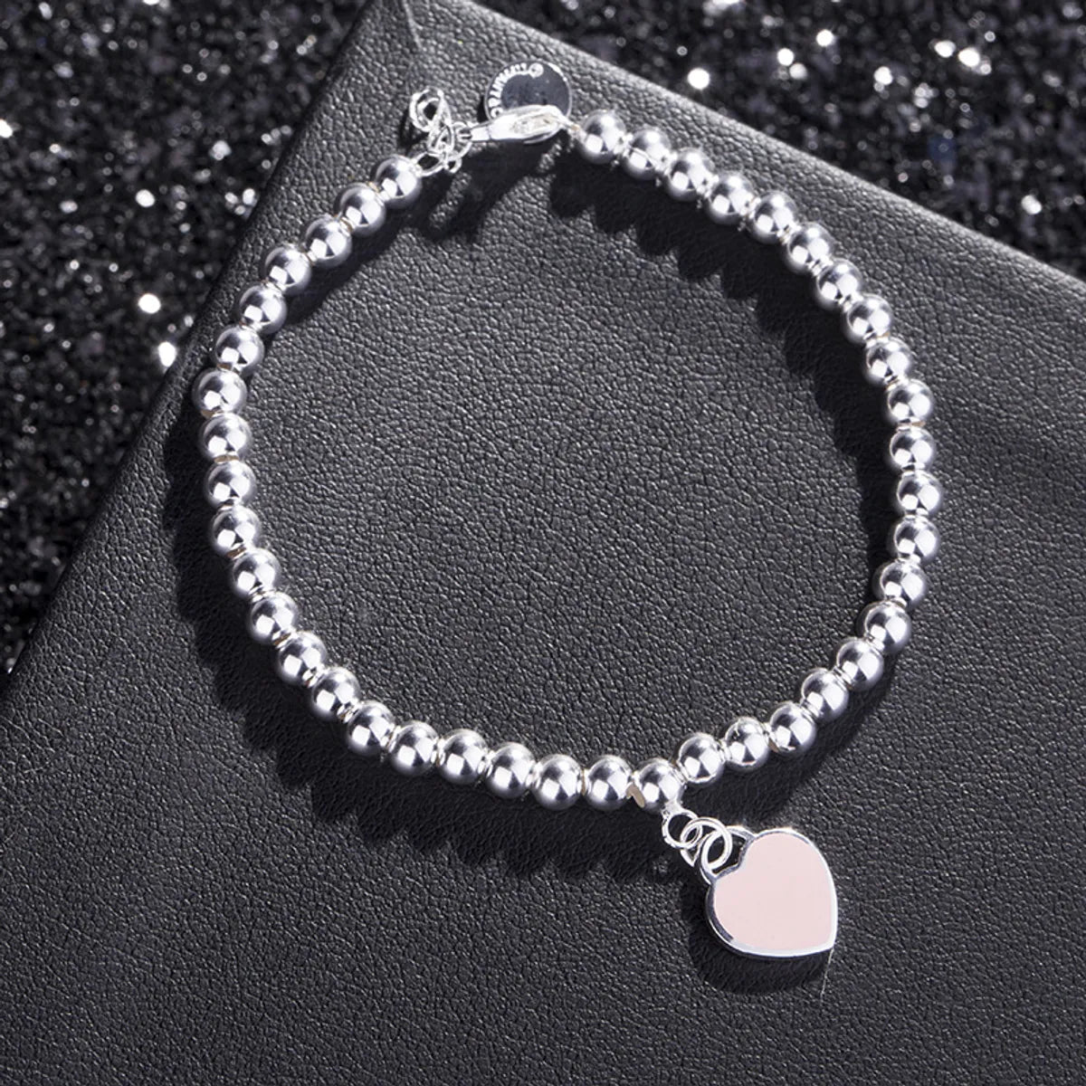 Elegant Simple Style Heart Shape Sterling Silver Epoxy Bracelets