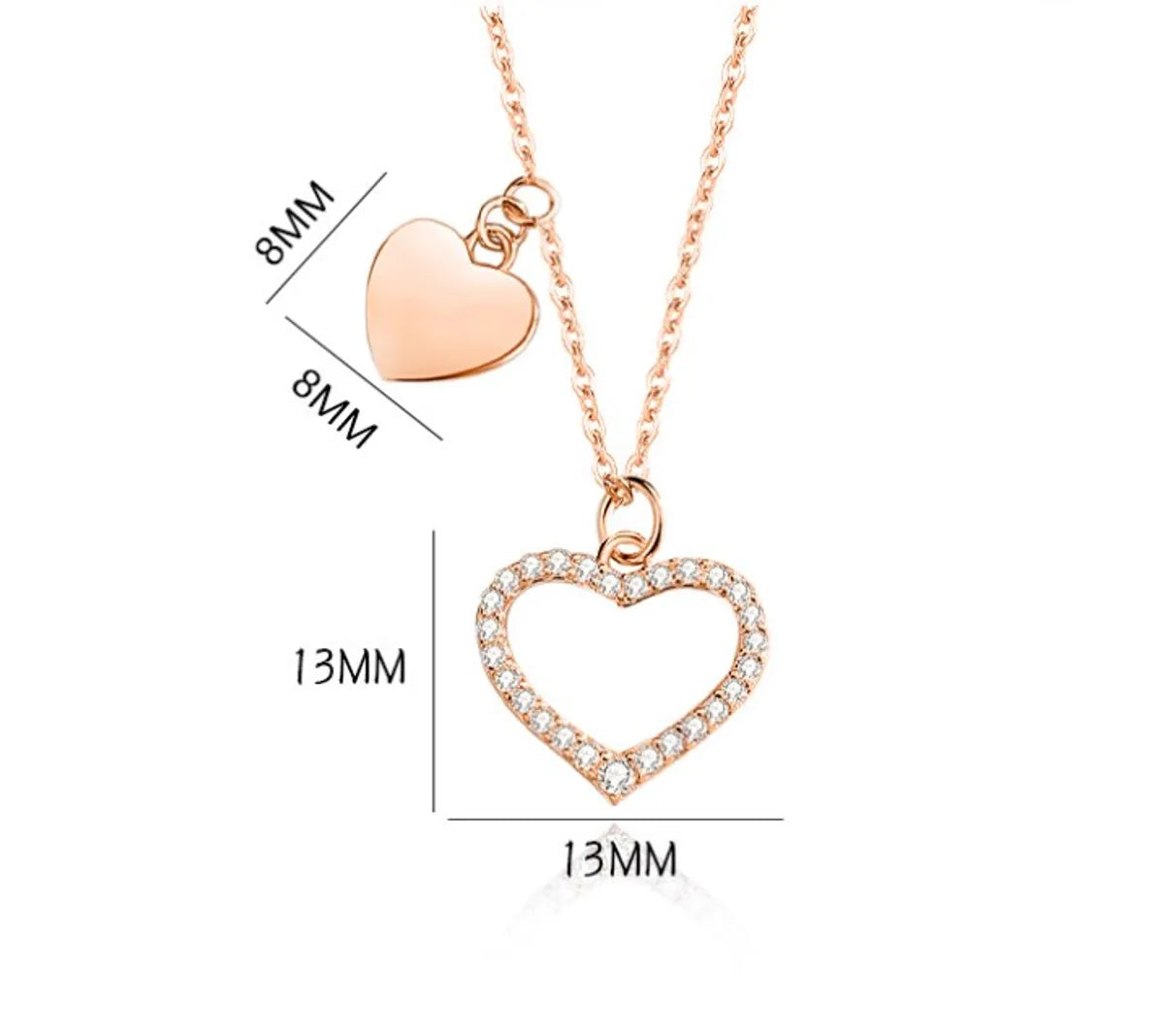 Elegant Simple Style Heart Shape Sterling Silver Plating Inlay Zircon Pendant Necklace