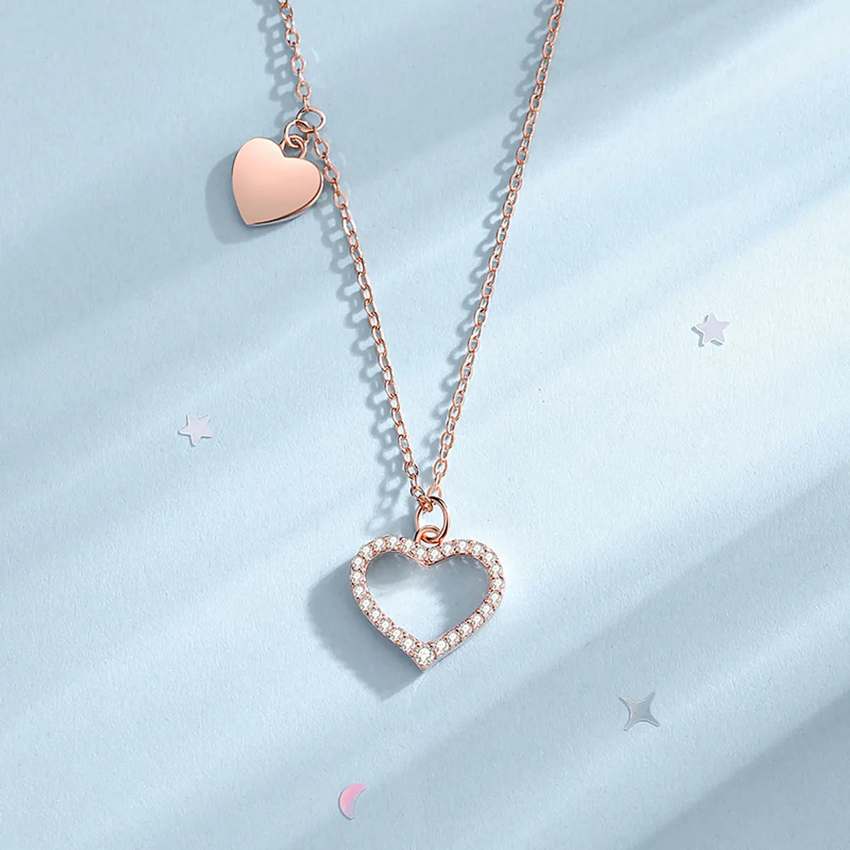 Elegant Simple Style Heart Shape Sterling Silver Plating Inlay Zircon Pendant Necklace