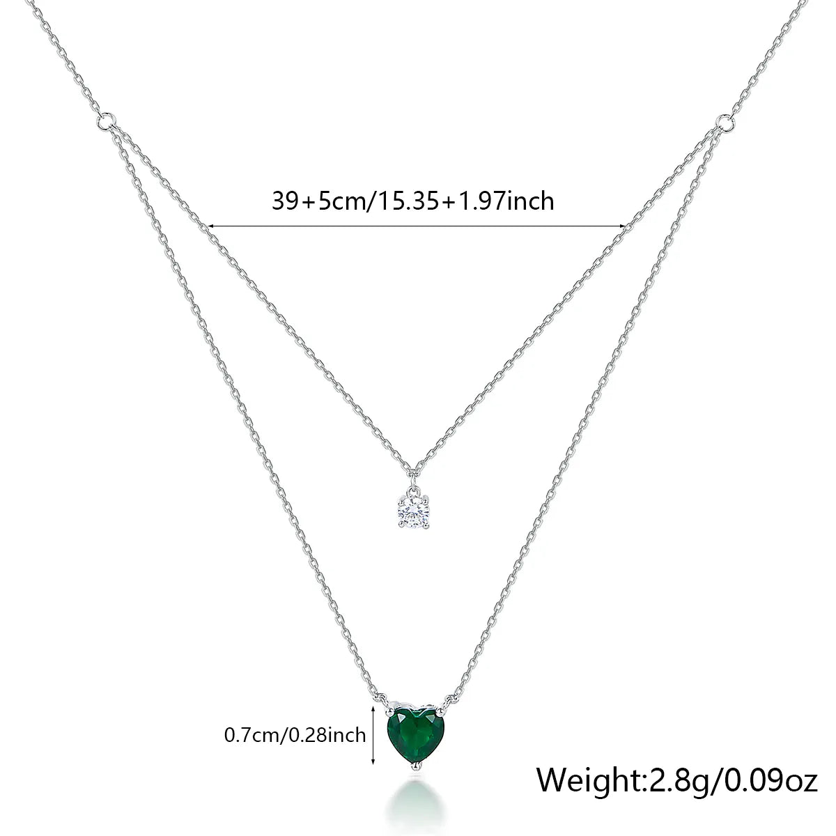 Elegant Simple Style Heart Shape Sterling Silver Plating Inlay Zircon White Gold Plated Double Layer Necklaces