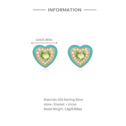 Elegant Simple Style Heart Shape Sterling Silver Plating Zircon Ear Studs 1 Pair