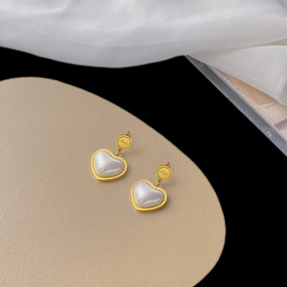 Elegant Simple Style Heart Shape Titanium Steel Plating Inlay Artificial Pearls 18k Gold Plated Earrings Necklace