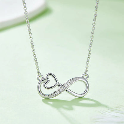 Elegant Simple Style Infinity Heart Shape Sterling Silver Moissanite Rose Gold Plated Silver Plated Pendant Necklace