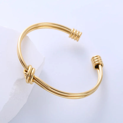 Elegant Simple Style Knot Stainless Steel Polishing Plating 18k Gold Plated Cuff Bracelets