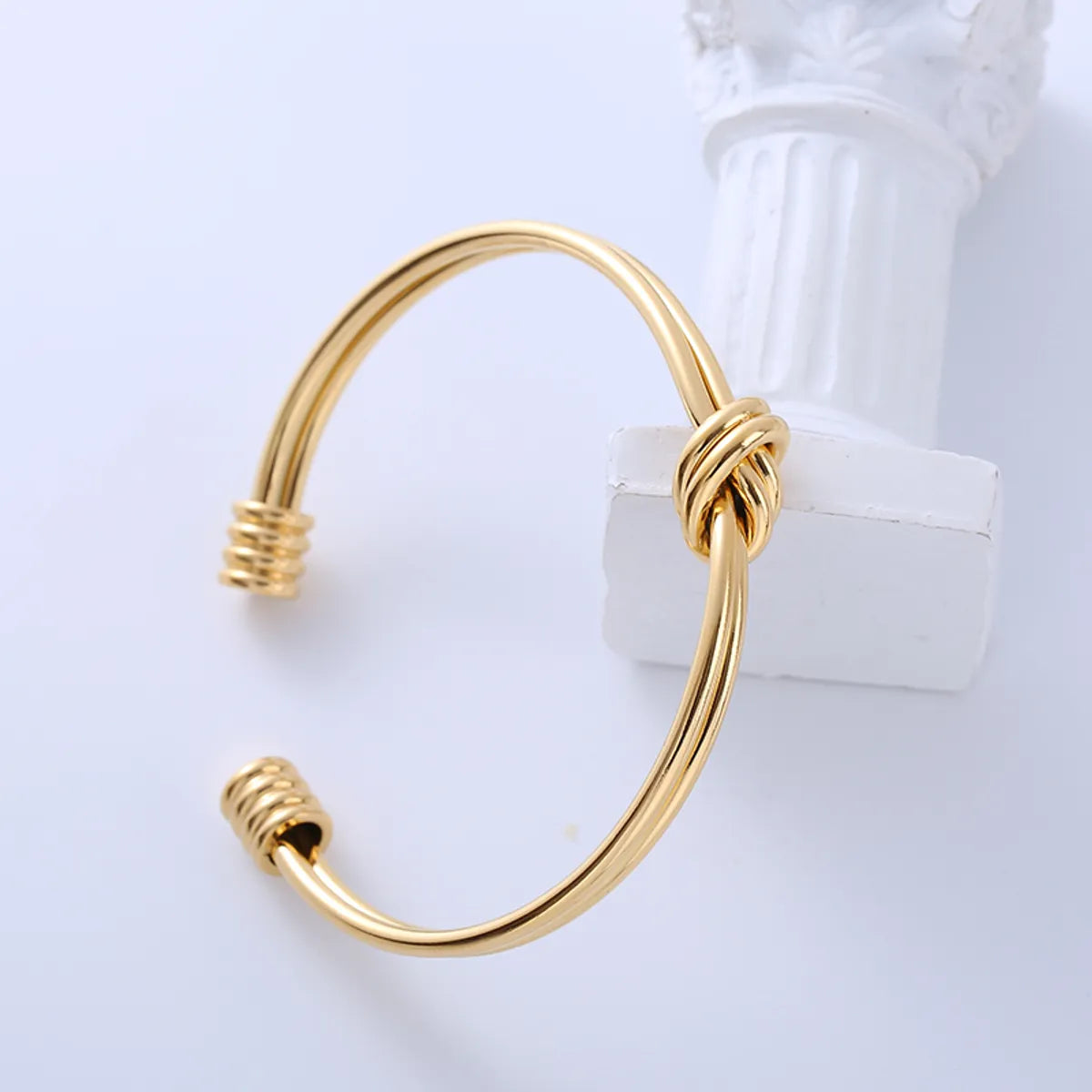 Elegant Simple Style Knot Stainless Steel Polishing Plating 18k Gold Plated Cuff Bracelets