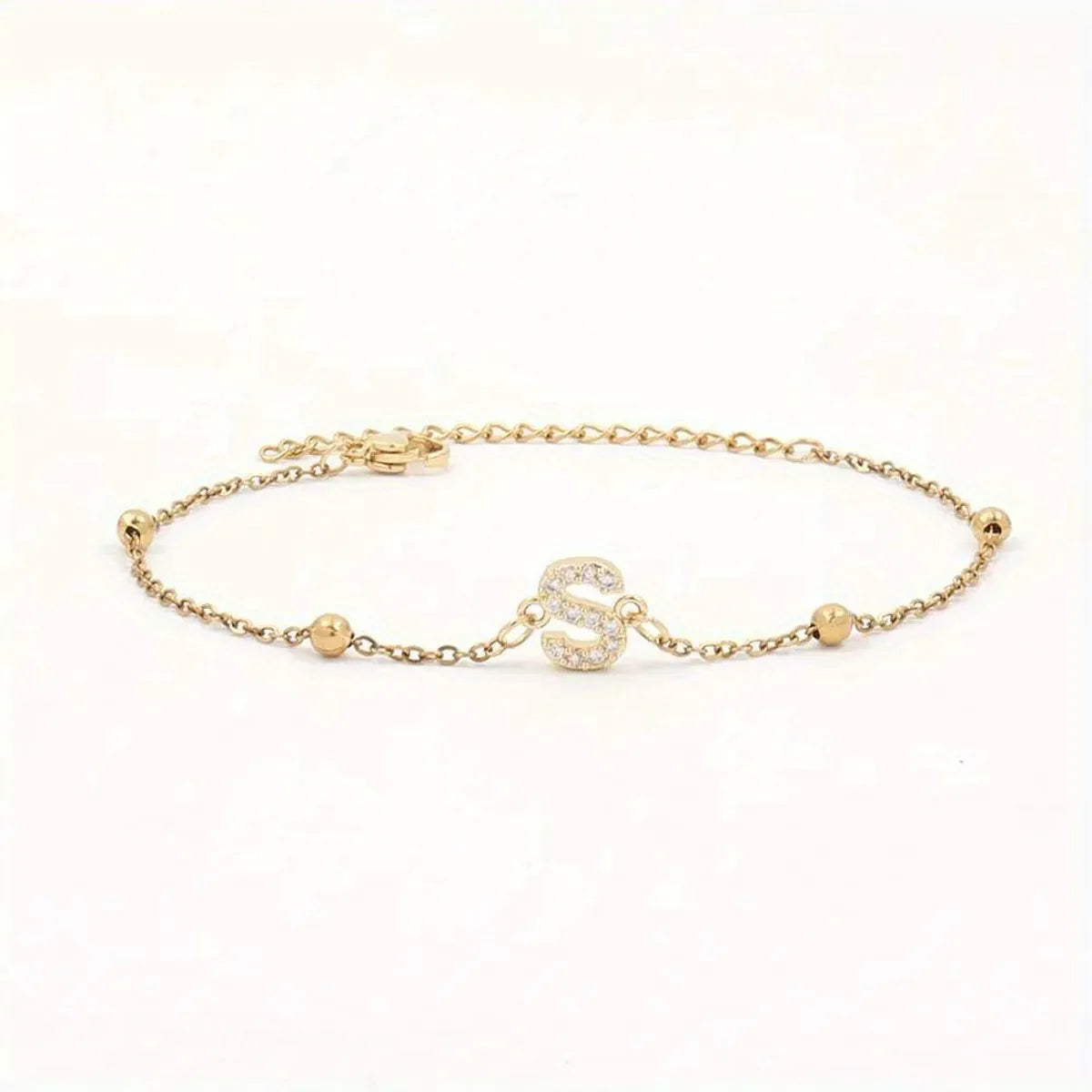 Elegant Simple Style Letter 201 Stainless Steel 304 Stainless Steel Zircon Bracelets In Bulk