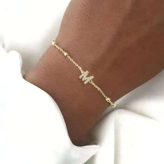 Elegant Simple Style Letter 201 Stainless Steel 304 Stainless Steel Zircon Bracelets In Bulk