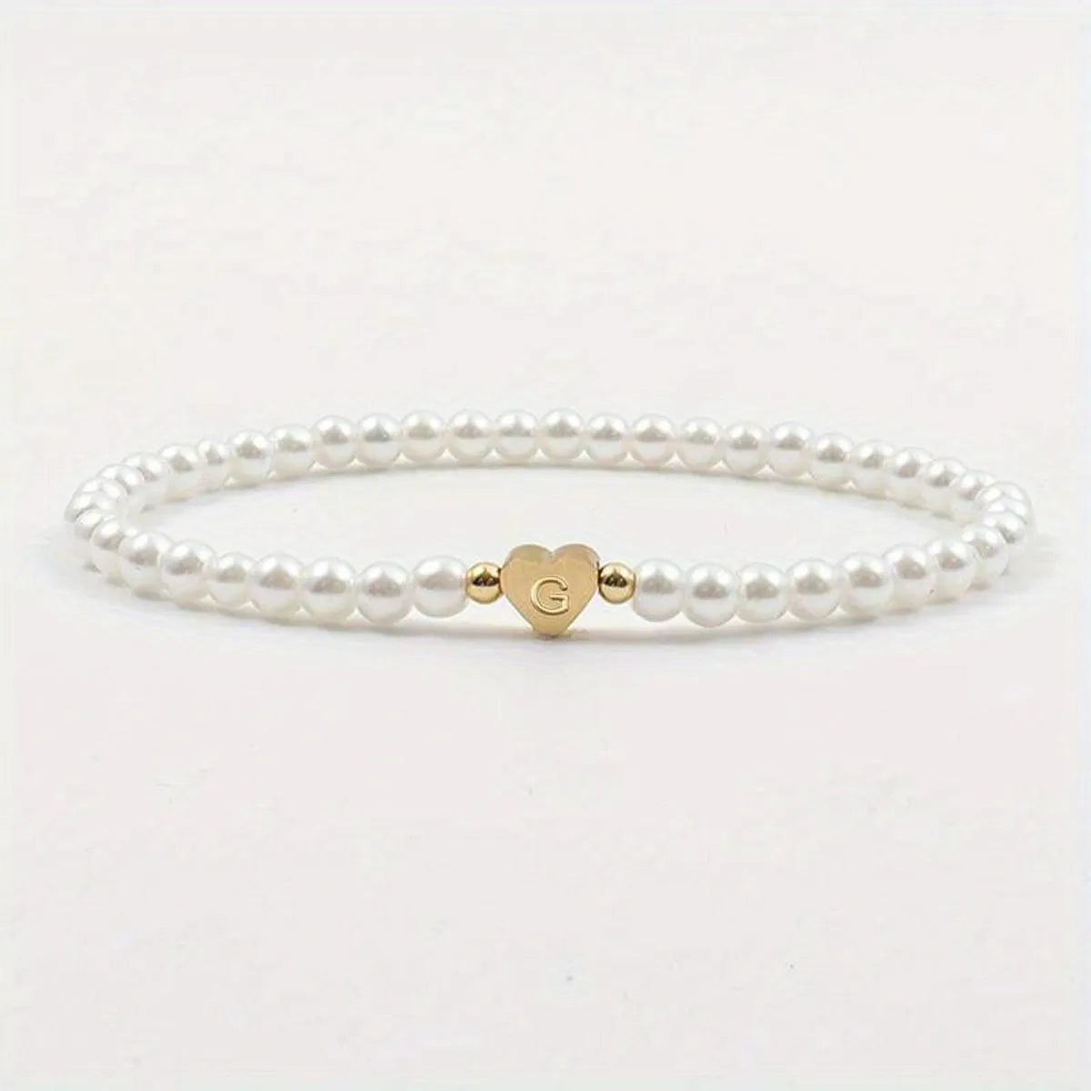 Elegant Simple Style Letter Heart Shape 304 Stainless Steel Artificial Pearl Bracelets In Bulk