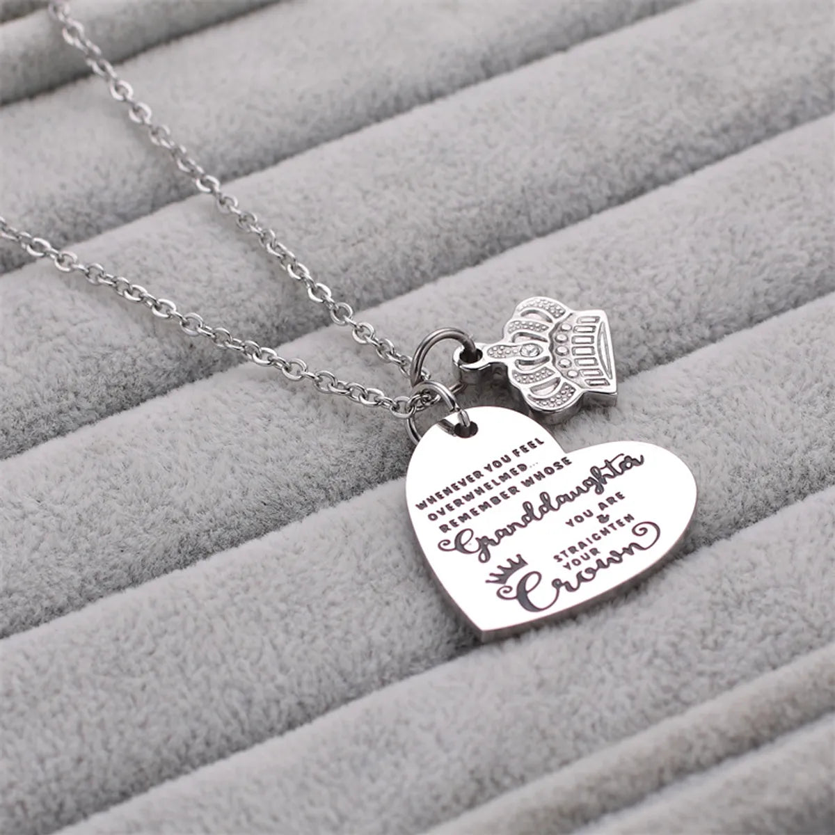 Elegant Simple Style Letter Heart Shape Crown Stainless Steel Plating Inlay Zircon Pendant Necklace