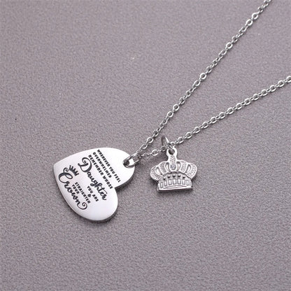 Elegant Simple Style Letter Heart Shape Crown Stainless Steel Plating Inlay Zircon Pendant Necklace