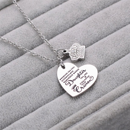 Elegant Simple Style Letter Heart Shape Crown Stainless Steel Plating Inlay Zircon Pendant Necklace