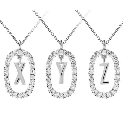 Elegant Simple Style Letter Sterling Silver Zircon Pendant Necklace In Bulk