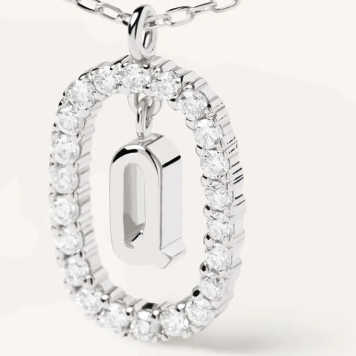 Elegant Simple Style Letter Sterling Silver Zircon Pendant Necklace In Bulk