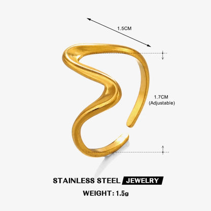 Wholesale Jewelry Elegant Simple Style Lines 304 Stainless Steel 304 Stainless Steel 18K Gold Plated Open Rings