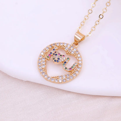 Elegant Simple Style Love Heart Shape Bow Knot Copper Plating Inlay Zircon 18k Gold Plated Pendant Necklace