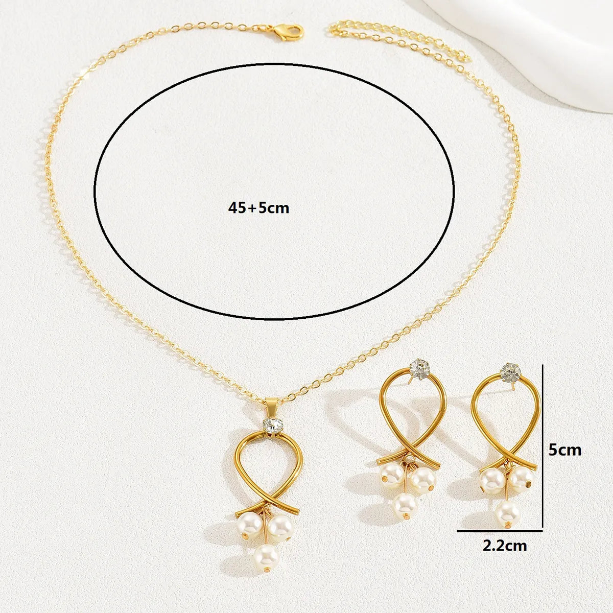 201 Stainless Steel Alloy 18K Gold Plated Elegant Simple Style Inlay Maple Leaf Eye Butterfly Artificial Pearls Rhinestones Earrings Necklace