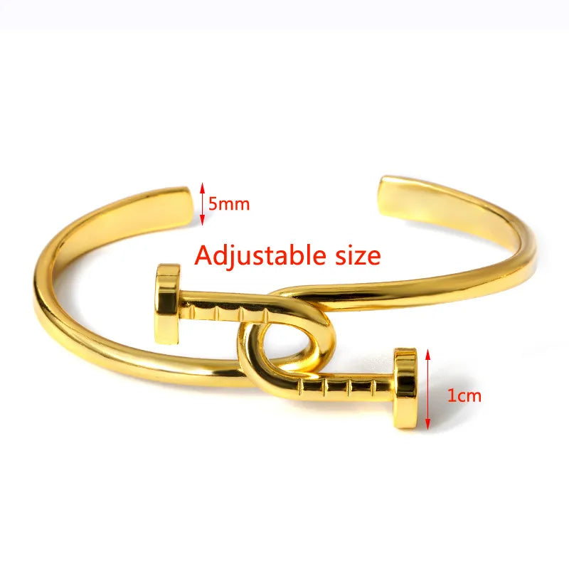 Copper Elegant Simple Style Plating Nail Bangle