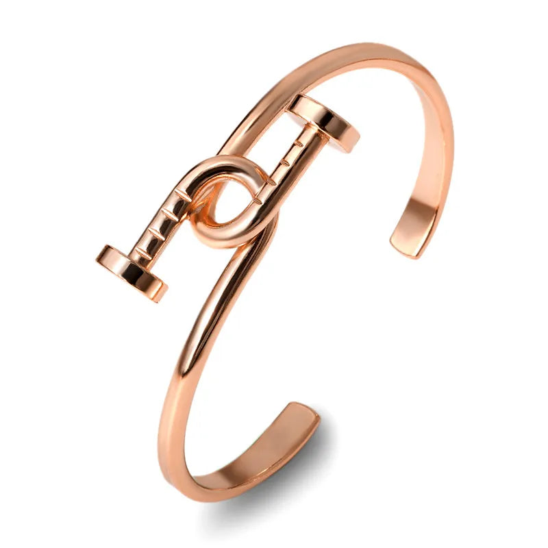 Copper Elegant Simple Style Plating Nail Bangle