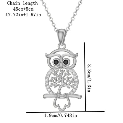 Elegant Simple Style Owl Bc1035 Lucky Tree Alloy Plating Inlay Rhinestones Gold Plated Silver Plated Women's Pendant Necklace