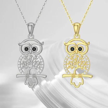 Elegant Simple Style Owl Bc1035 Lucky Tree Alloy Plating Inlay Rhinestones Gold Plated Silver Plated Women's Pendant Necklace