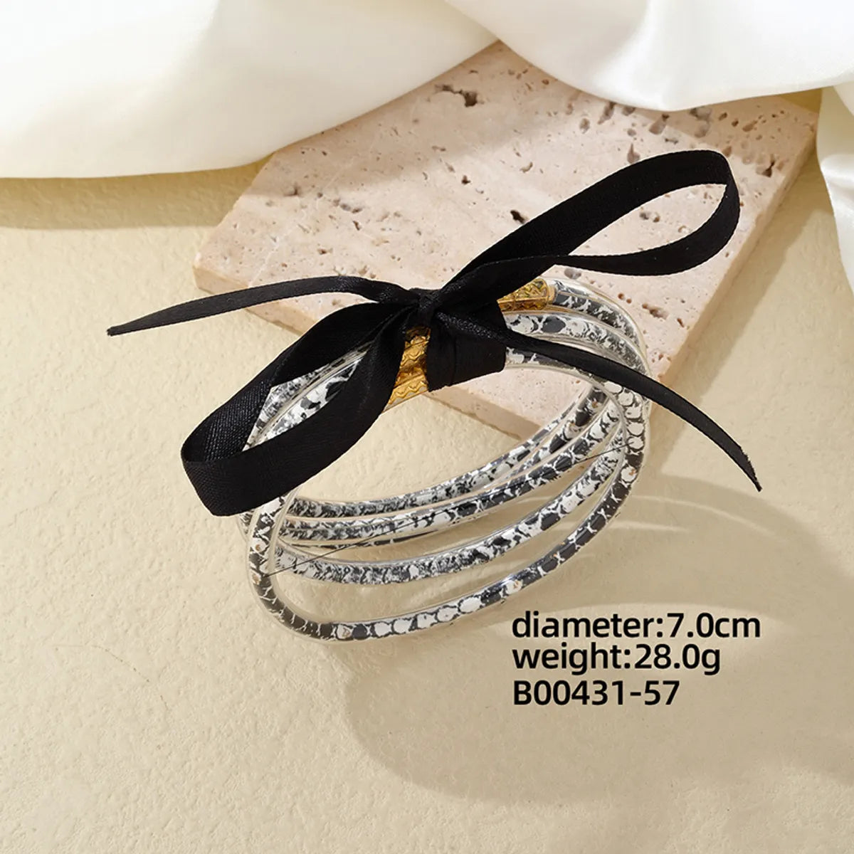 Wholesale Jewelry Elegant Simple Style Printing Bow Knot Silica Gel Braid Appliques Bangle