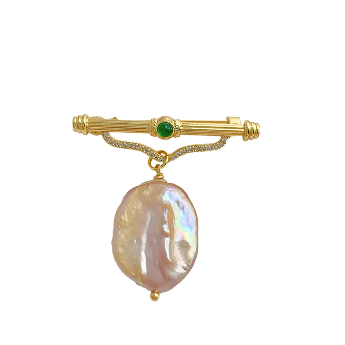 Elegant Simple Style Printing Freshwater Pearl Copper Plating Inlay Zircon Women'S Brooches