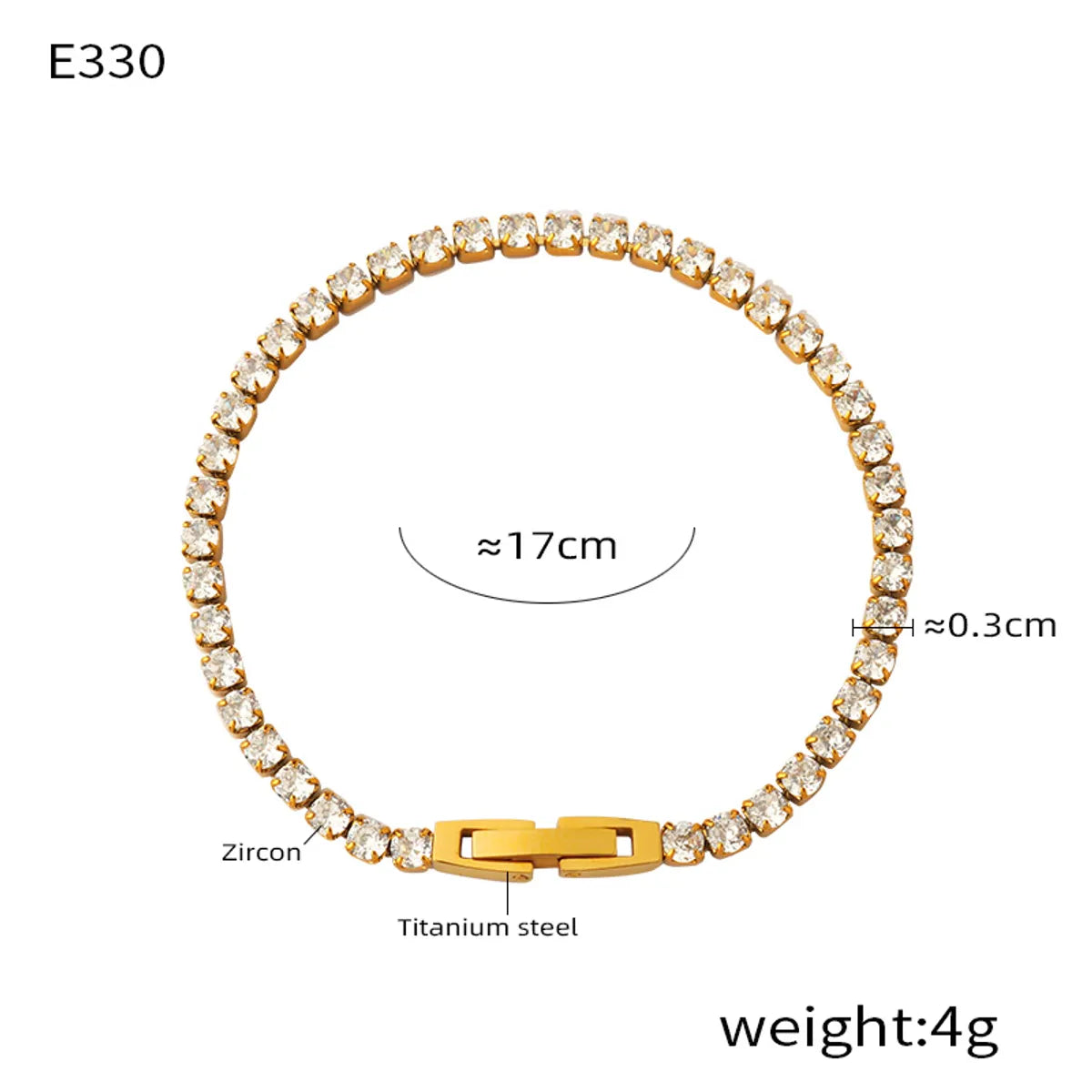 Elegant Simple Style Quadrilateral Round 304 Stainless Steel 18K Gold Plated Zircon Bracelets In Bulk