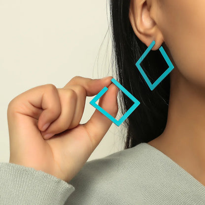 1 Pair Elegant Simple Style Rhombus Iron Ear Studs