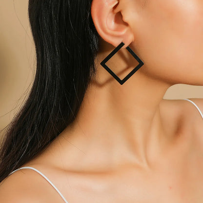 1 Pair Elegant Simple Style Rhombus Iron Ear Studs