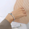 Elegant Simple Style Roman Numeral Titanium Steel 18K Gold Plated Rhinestones Bangle In Bulk