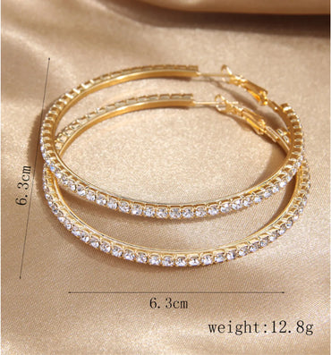 1 Pair Elegant Simple Style Round Inlay Alloy Rhinestones Hoop Earrings