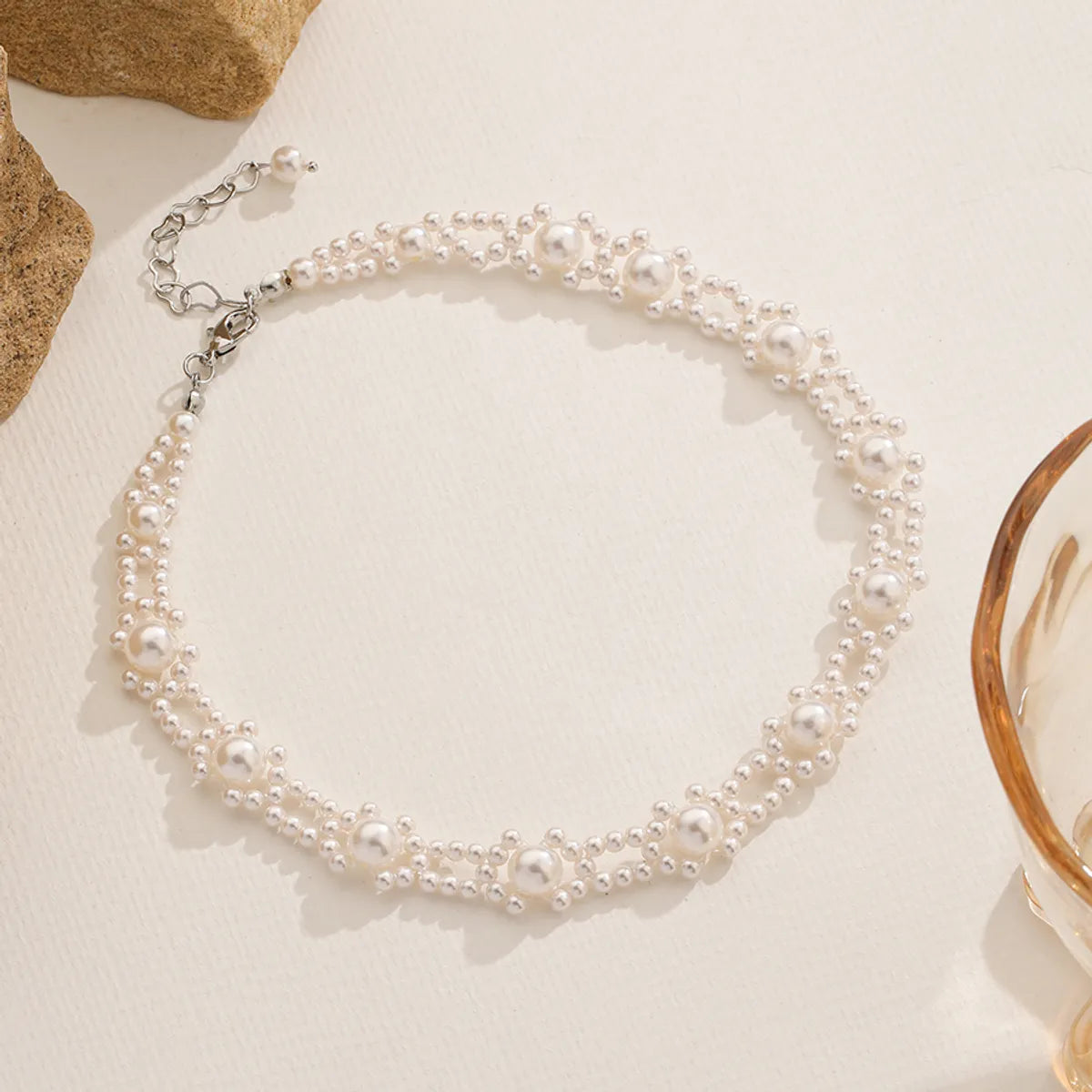 Elegant Simple Style Round Artificial Crystal Imitation Pearl Beaded Women's Necklace