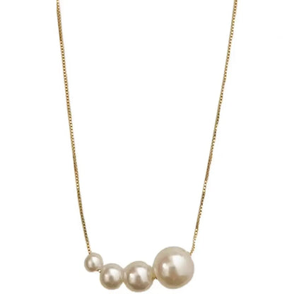 Elegant Simple Style Round Artificial Pearl Sterling Silver Necklace In Bulk