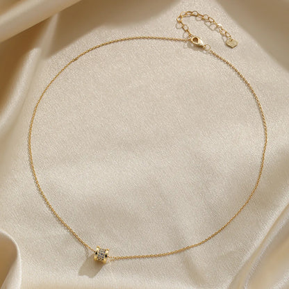 Elegant Simple Style Round Copper Plating Inlay Zircon 14k Gold Plated Necklace