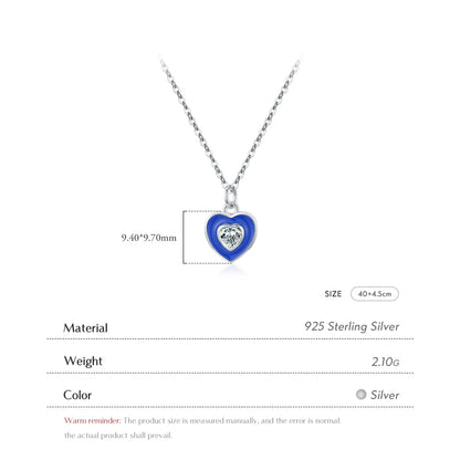 Elegant Simple Style Round Heart Shape Sterling Silver Epoxy Plating Inlay Zircon Rhodium Plated Pendant Necklace