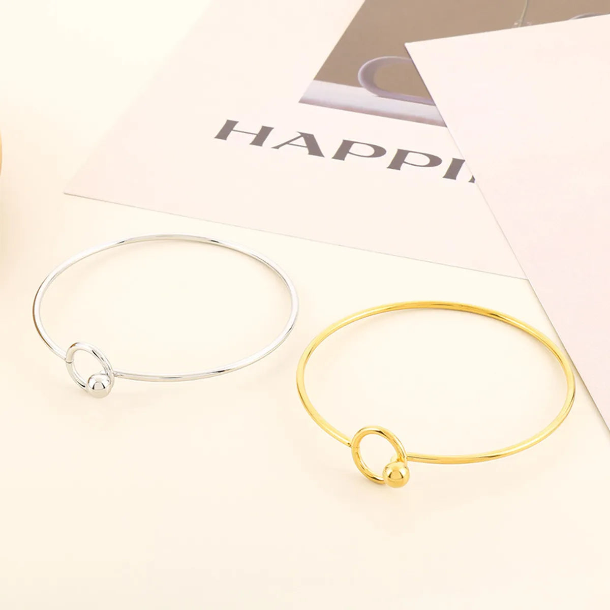 Elegant Simple Style Round Stainless Steel Plating Bangle