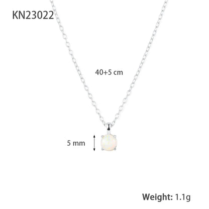 Elegant Simple Style Round Sterling Silver Plating Inlay Artificial Gemstones 18k Gold Plated White Gold Plated Pendant Necklace