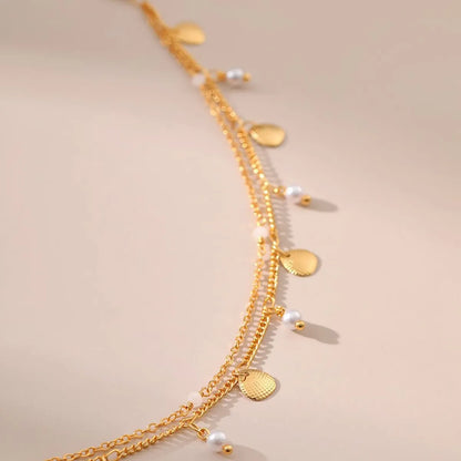 Elegant Simple Style Shell Imitation Pearl Alloy 18K Gold Plated Women's Anklet