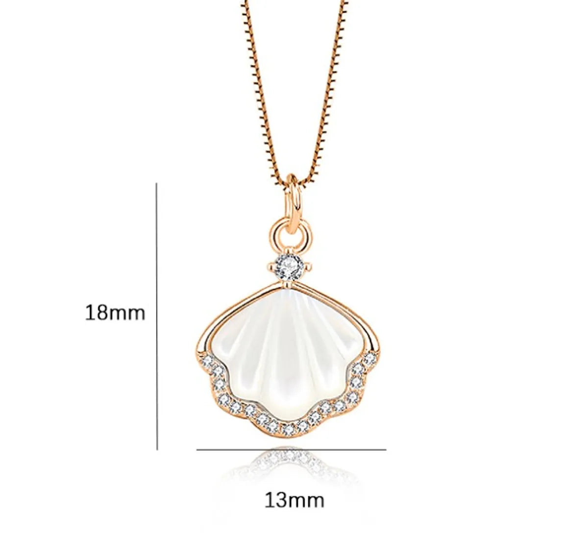 Elegant Simple Style Shell Sterling Silver Plating Inlay Shell Zircon Pendant Necklace