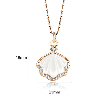 Elegant Simple Style Shell Sterling Silver Plating Inlay Shell Zircon Pendant Necklace